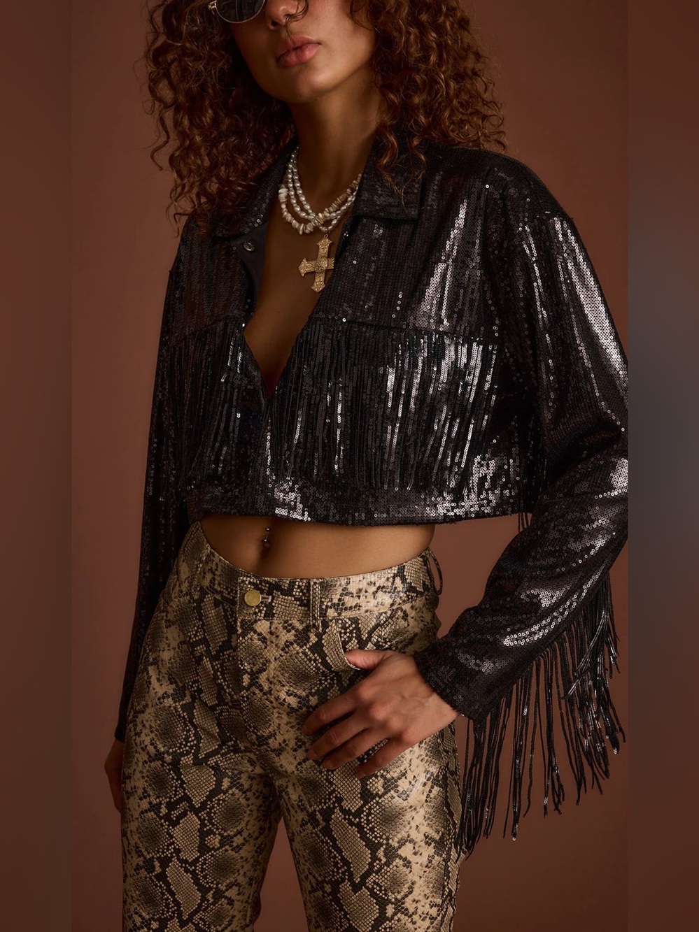 12th Tribe Star Crossed Black Sequin Jacket - Size S/M